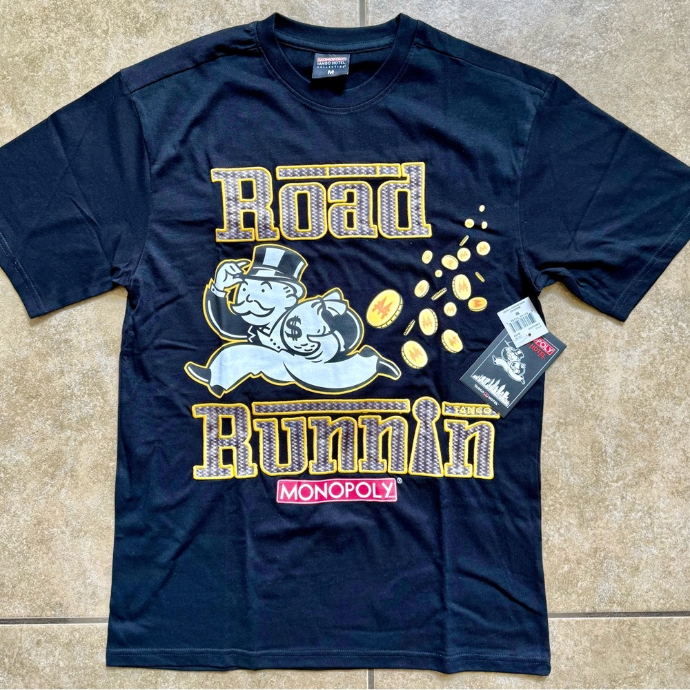 Monopoly Road Runnin Shirt Tango Hotel Men’s Size Medium Black New FAST SHIPPING